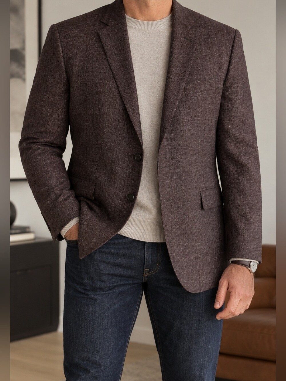 Men's Brown Two-Button Sport Coat - Tailored Blazer